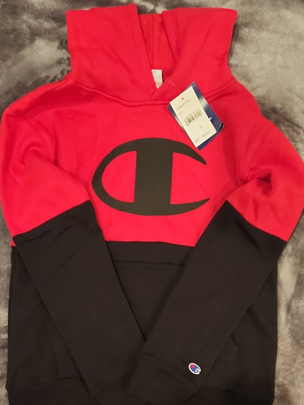 Champion Kids Red and Black Colorblock Hoodie Pajama Top